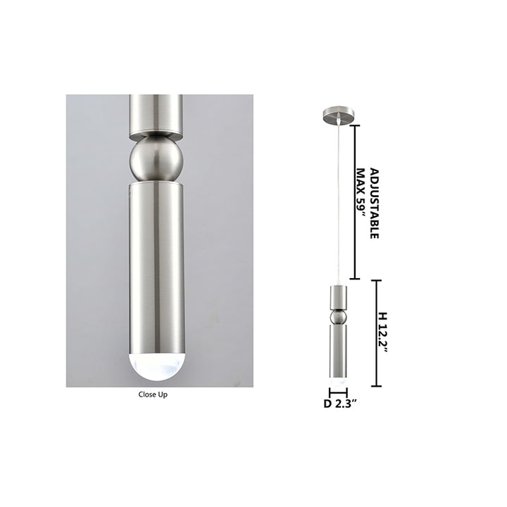 Shiny Nickel Single Pendant Light with Frosted Glass Diffuser by Bethel - view 6