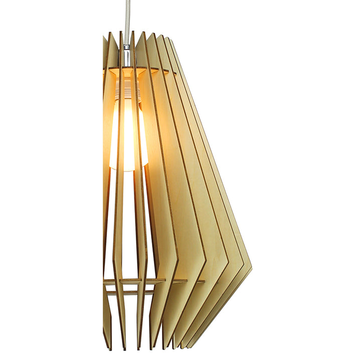Natural Wood Basket Frame Single Pendant Light by Bethel - view 3