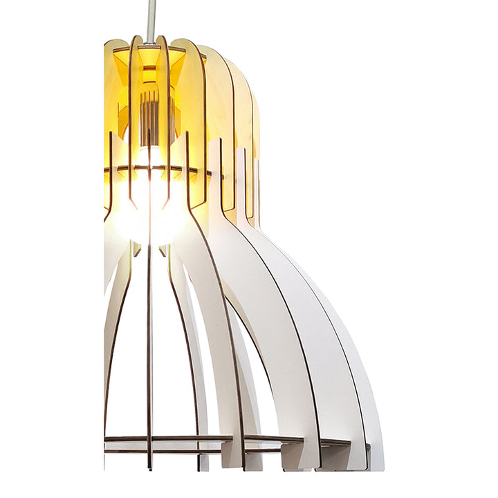 Natural Wood with White Bottom Frame Single Pendant Light by Bethel - view 3
