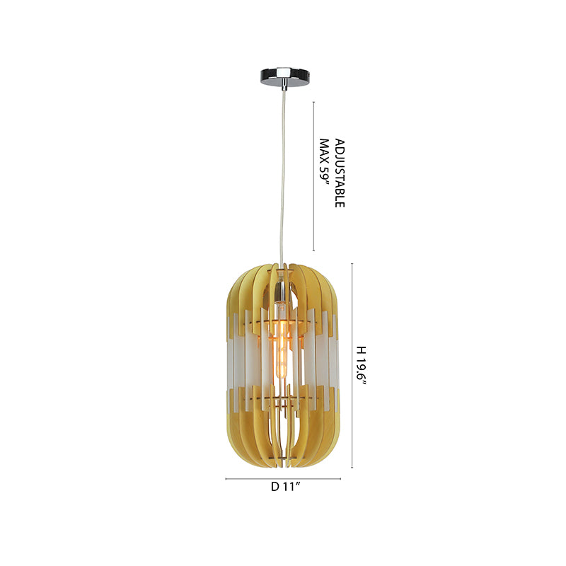 Natural Wood Tablet Frame with White Center Single Pendant Light by Bethel - view 4