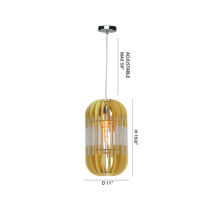Natural Wood Tablet Frame with White Center Single Pendant Light by Bethel - view 4