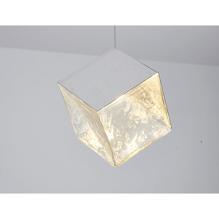Frame Cubed Pendant Light with Clear Distorted Glass by Bethel - view 12