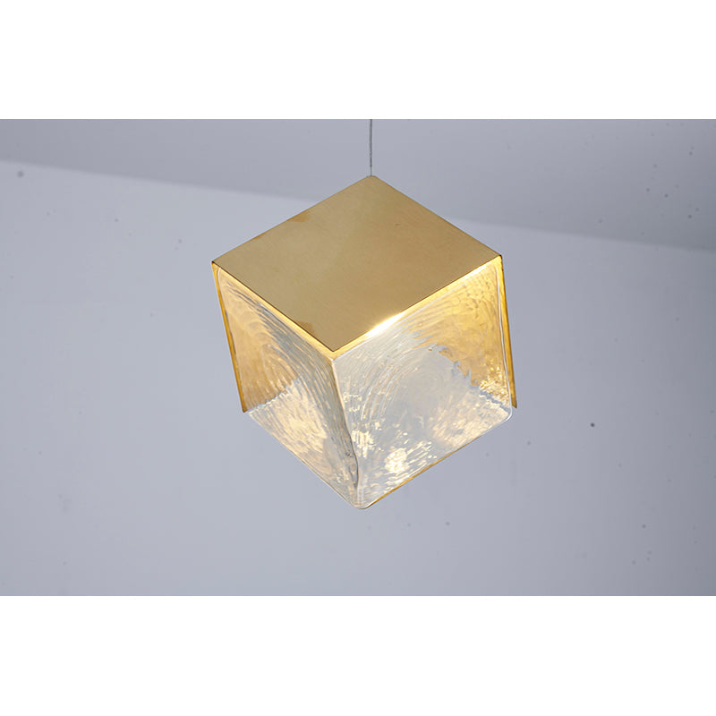 Frame Cubed Pendant Light with Clear Distorted Glass by Bethel - view 8