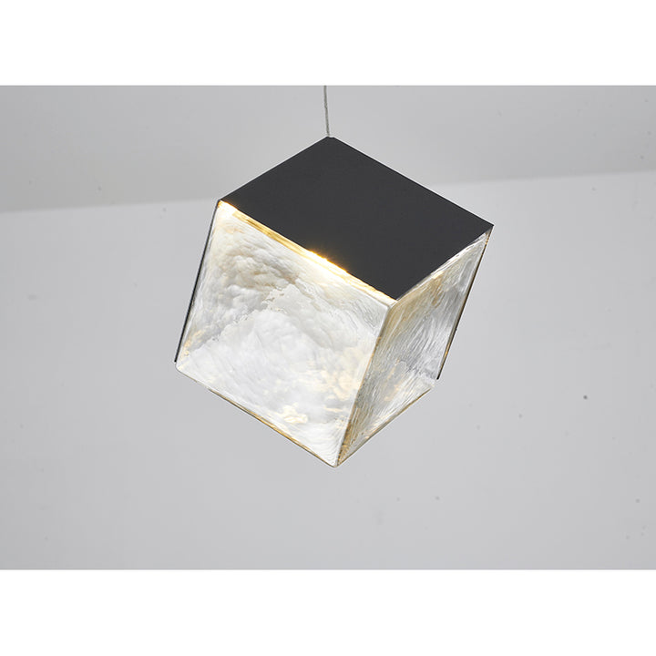 Frame Cubed Pendant Light with Clear Distorted Glass by Bethel - view 4