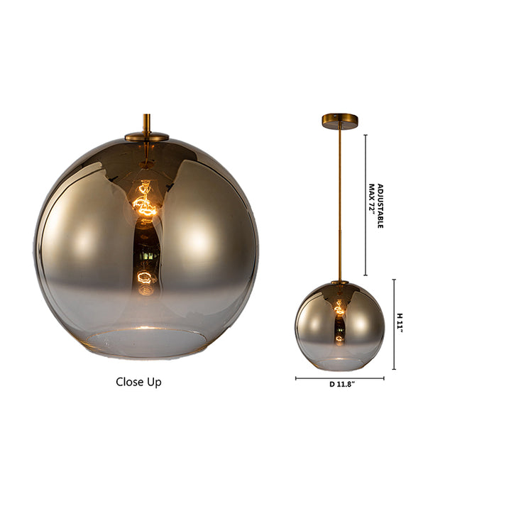Bronzed Ombre Shade Single Pendant Light with Gold Hardware by Bethel - view 6