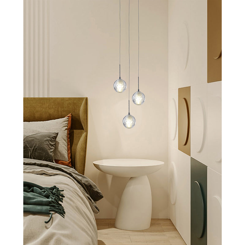 Clear Bubble Crystal Pendant Light with Chrome Hardware by Bethel - view 7
