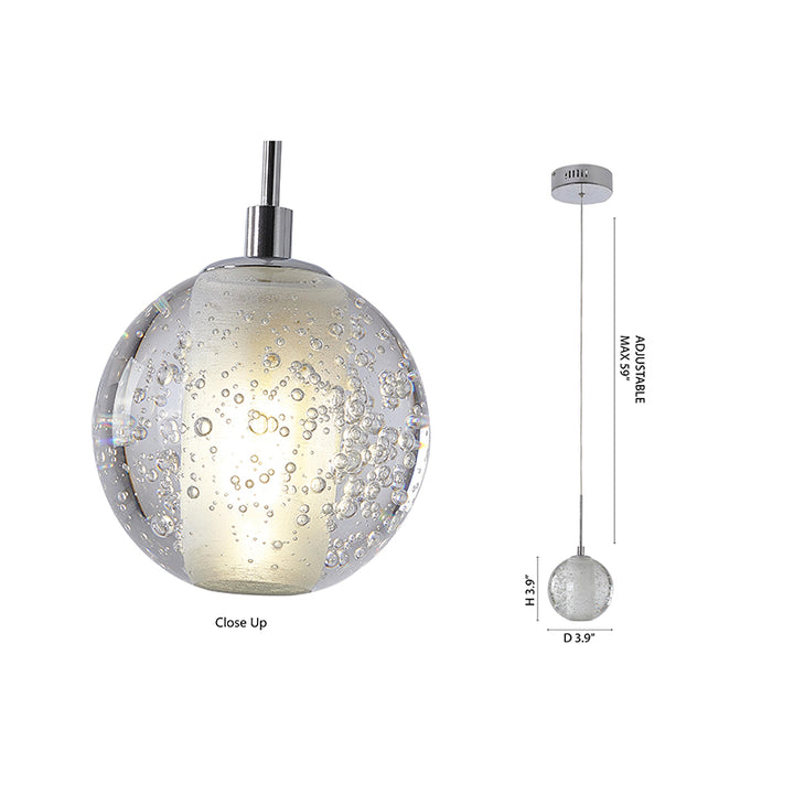 Clear Bubble Crystal Single Pendant Light with Hardware by Bethel - view 6