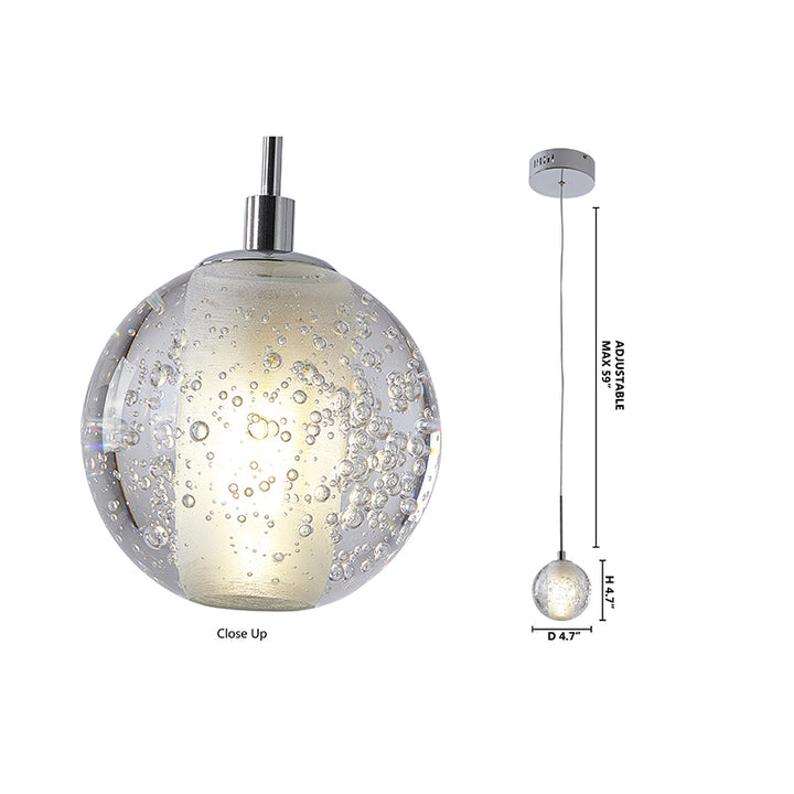 Clear Bubble Crystal Single Pendant Light with Hardware by Bethel - view 11