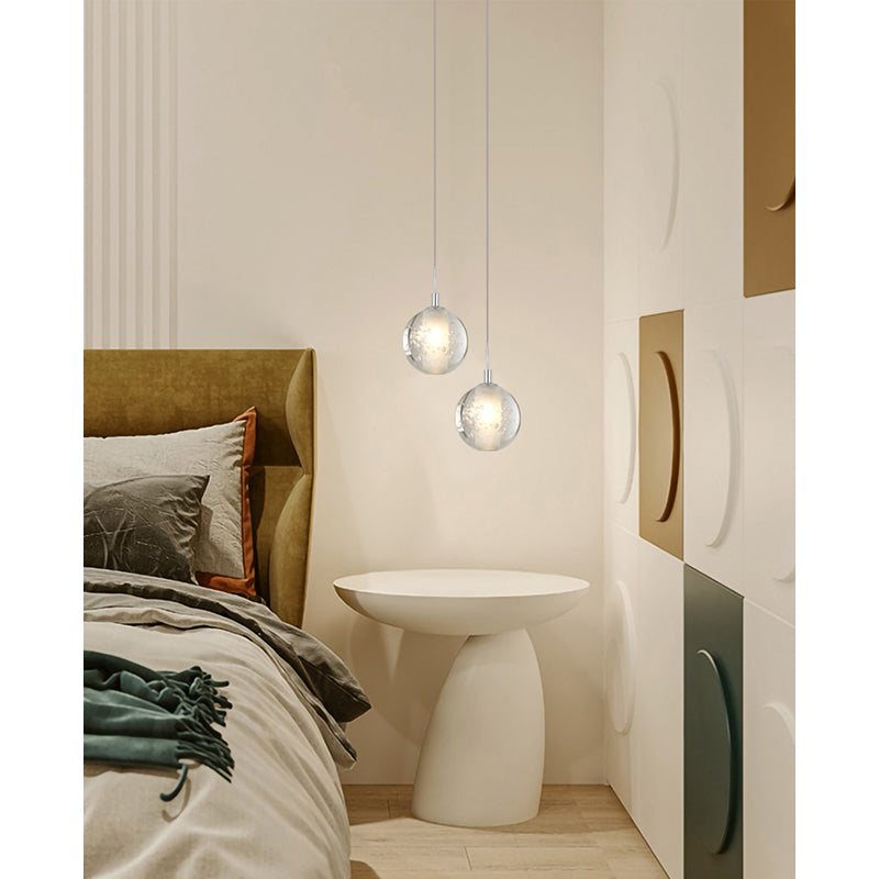 Clear Crystal Bubble Single Pendant Light with Chrome Hardware by Bethel - view 9