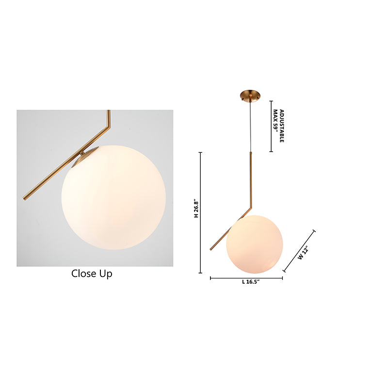Iron Frame Single Pendant Light with Milk Glass Shade by Bethel - view 15