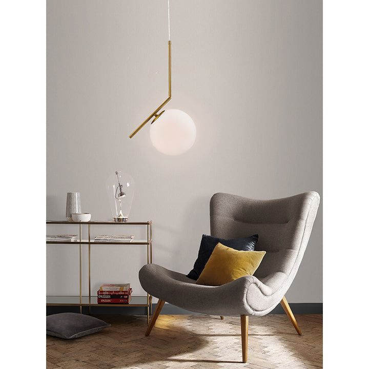 Iron Frame Single Pendant Light with Milk Glass Shade by Bethel - view 6