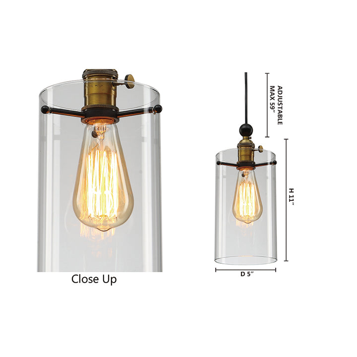 Black and Brass Frame Single Pendant Light with Clear Glass Shade by Bethel - view 2