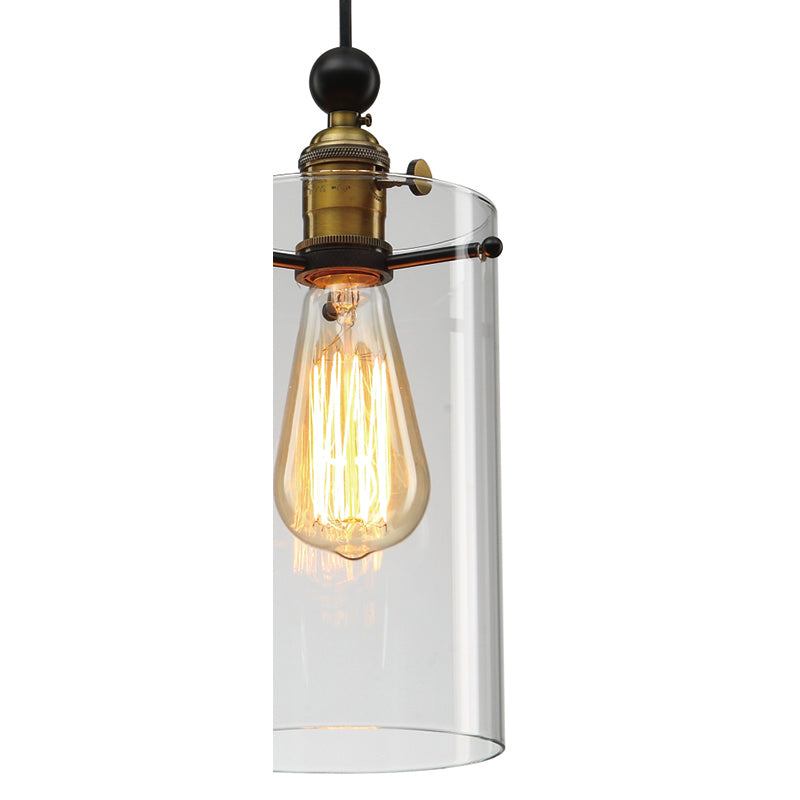 Black and Brass Frame Single Pendant Light with Clear Glass Shade by Bethel - view 3