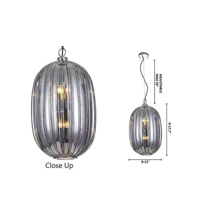 Smoke Glass Single Pendant Light with Chrome Hardware by Bethel - view 4