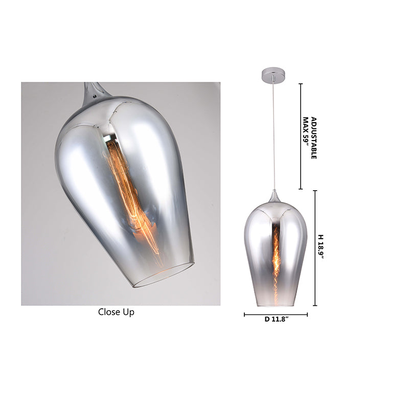 Single Pendant Light with Reflective Faded Glass Shade by Bethel - view 8