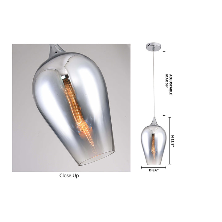 Single Pendant Light with Reflective Faded Glass Shade by Bethel - view 4