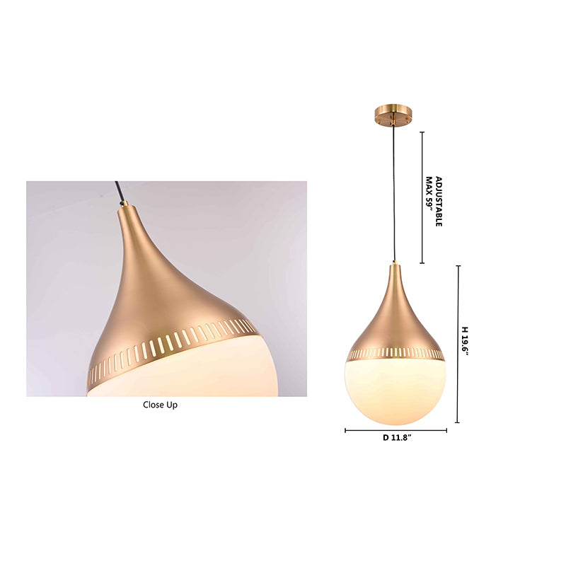 Metal Frame Single Pendant Light with Milk Glass Shade by Bethel - view 9
