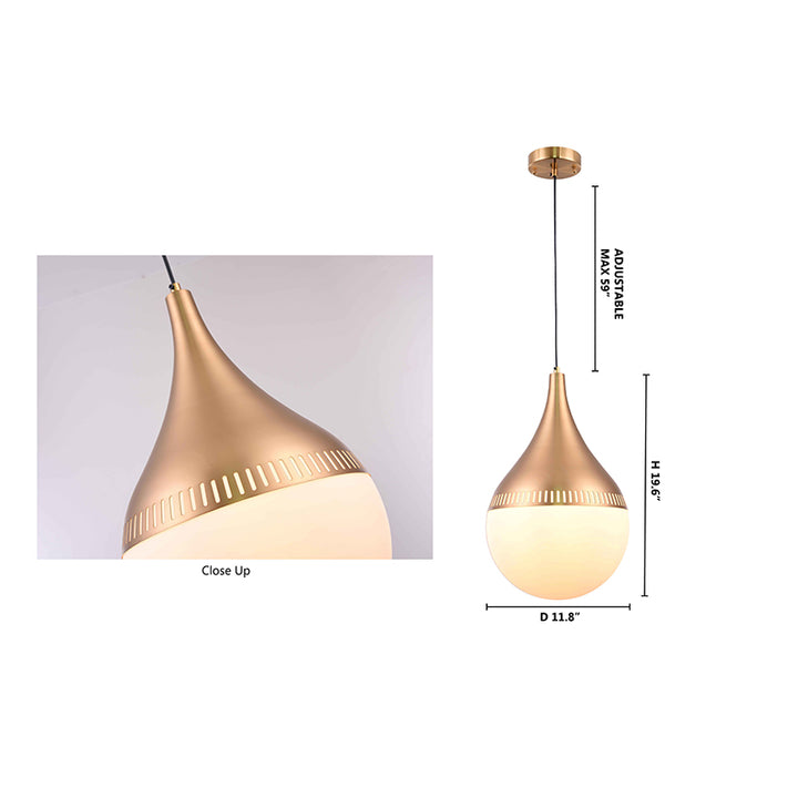 Metal Frame Single Pendant Light with Milk Glass Shade by Bethel - view 9