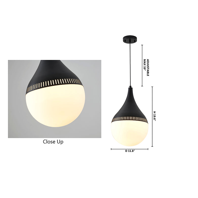 Metal Frame Single Pendant Light with Milk Glass Shade by Bethel - view 5