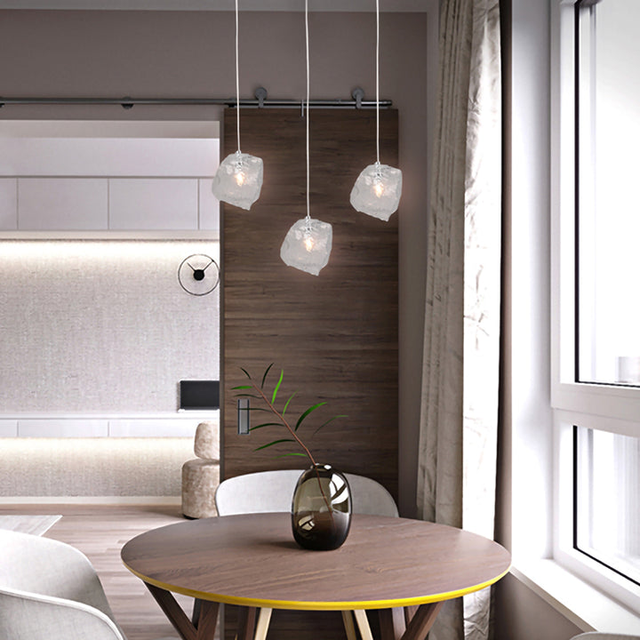 Distorted Glass Single Pendant Light with Hardware by Bethel - view 8