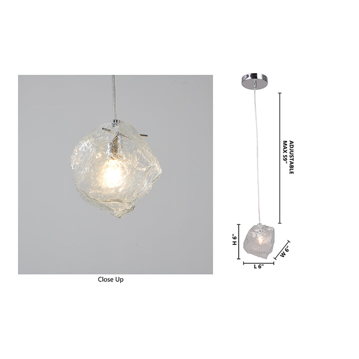 Distorted Glass Single Pendant Light with Hardware by Bethel - view 10