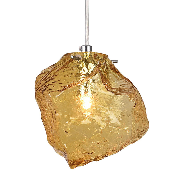 Distorted Glass Single Pendant Light with Hardware by Bethel - view 3