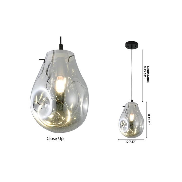 Dented Jar Glass Pendant Light with Hardware by Bethel - view 31