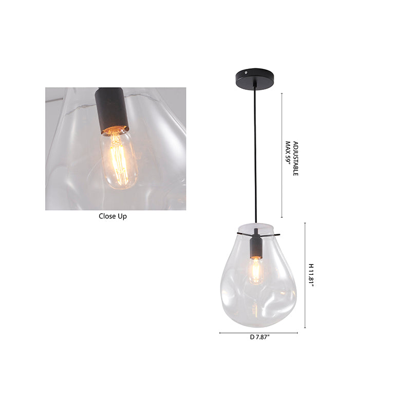 Dented Jar Glass Pendant Light with Hardware by Bethel - view 26