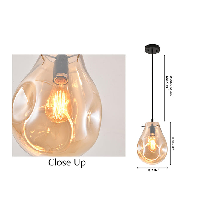 Dented Jar Glass Pendant Light with Hardware by Bethel - view 8