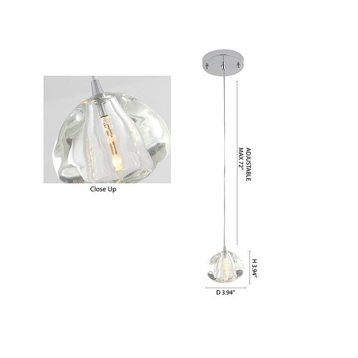 Clear Glass Pendant Light with Chrome Hardware by Bethel - view 5