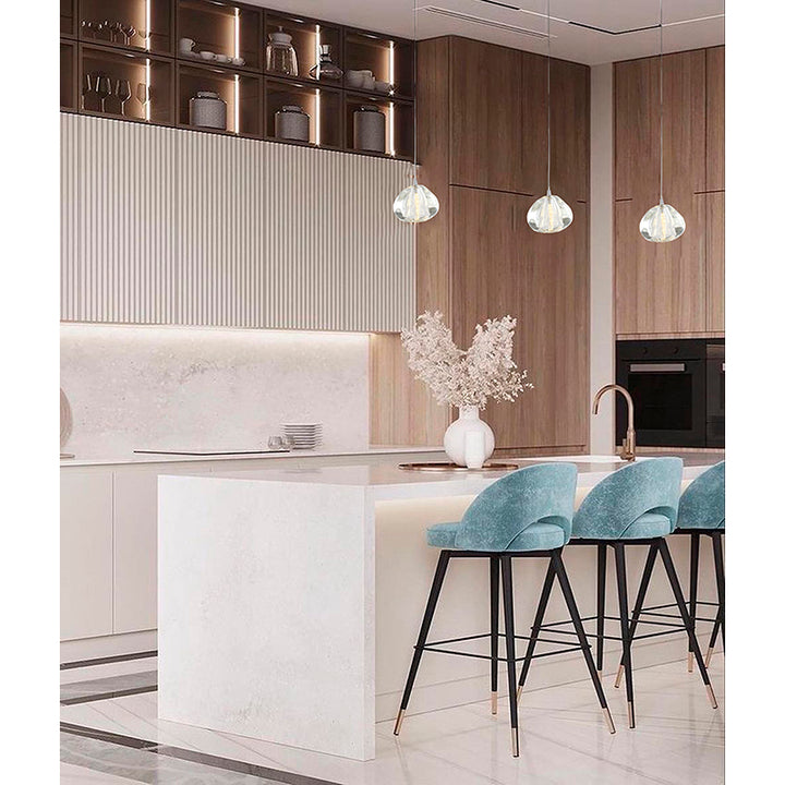 Clear Glass Pendant Light with Chrome Hardware by Bethel - view 6