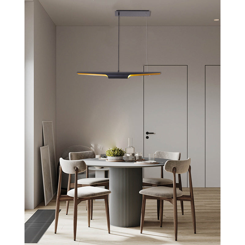 Black Tubed Pendant Light Fixture with Gold Interior by Bethel - view 5