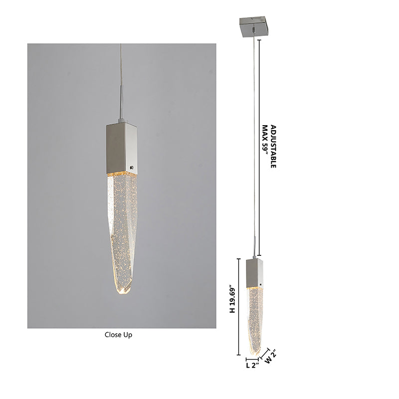 Frame Single Pendant Light with Clear Iceberg Bubble Crystal by Bethel - view 8