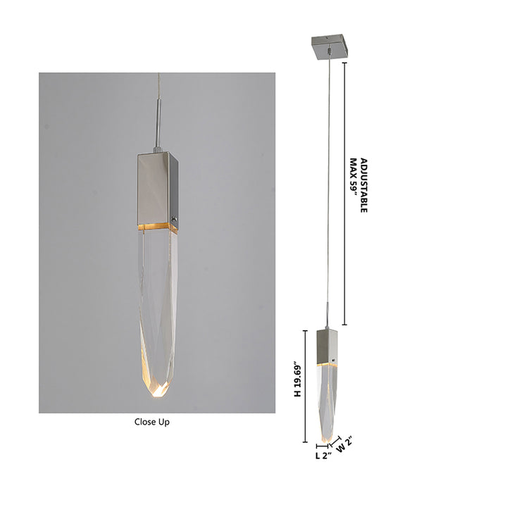 Frame Single Pendant Light with Clear Iceberg Crystal by Bethel - view 6