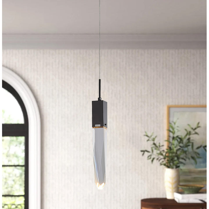 Frame Single Pendant Light with Clear Iceberg Crystal by Bethel - view 22