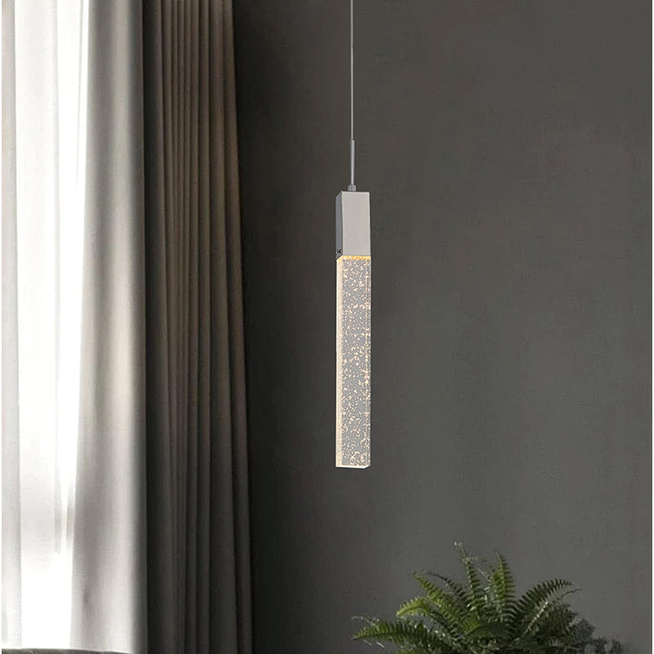 Frame Single Pendant Light with Hanging Clear Bubble Block Crystal by Bethel - view 7