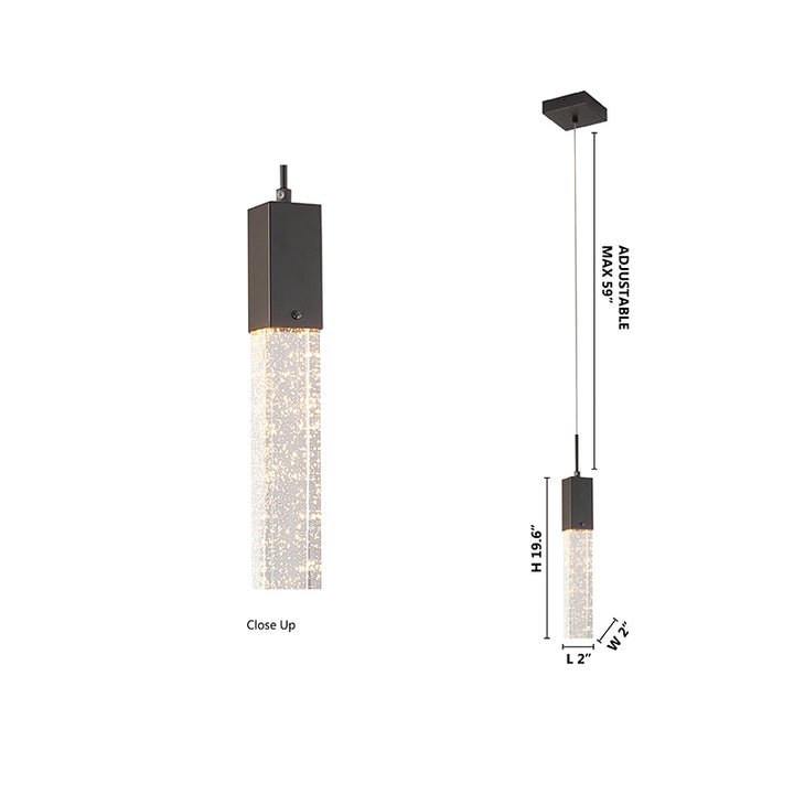 Frame Single Pendant Light with Hanging Clear Bubble Block Crystal by Bethel - view 23
