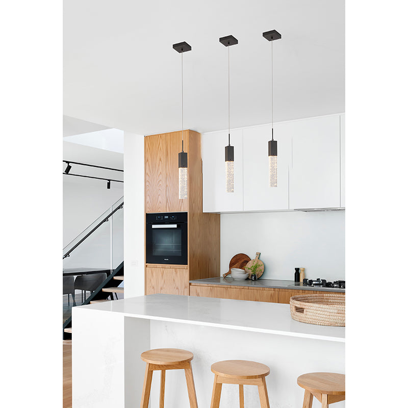Frame Single Pendant Light with Hanging Clear Bubble Block Crystal by Bethel - view 24