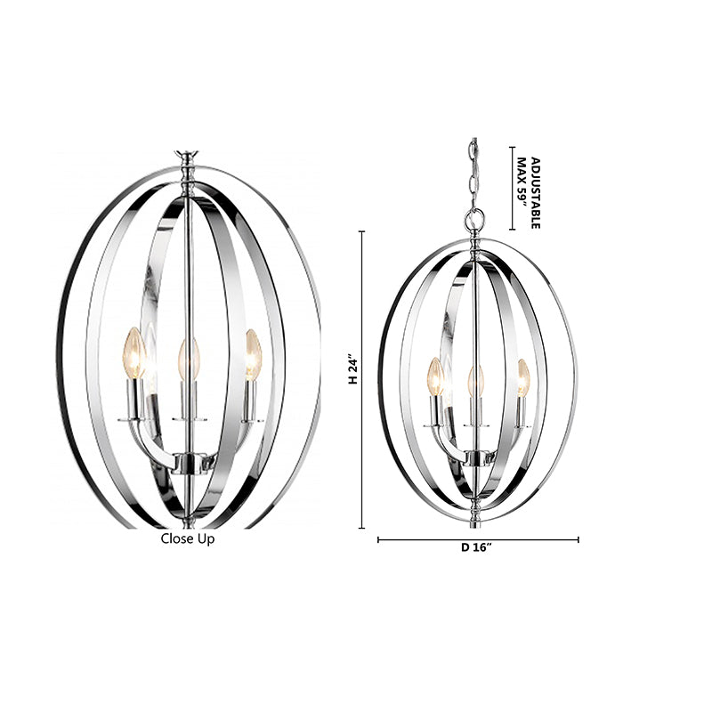 Chrome Oval Orb Light Fixture with Candle Light by Bethel - view 4