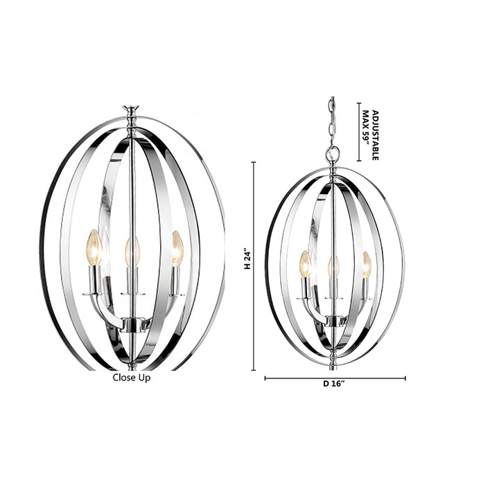 Chrome Oval Orb Light Fixture with Candle Light by Bethel - view 4