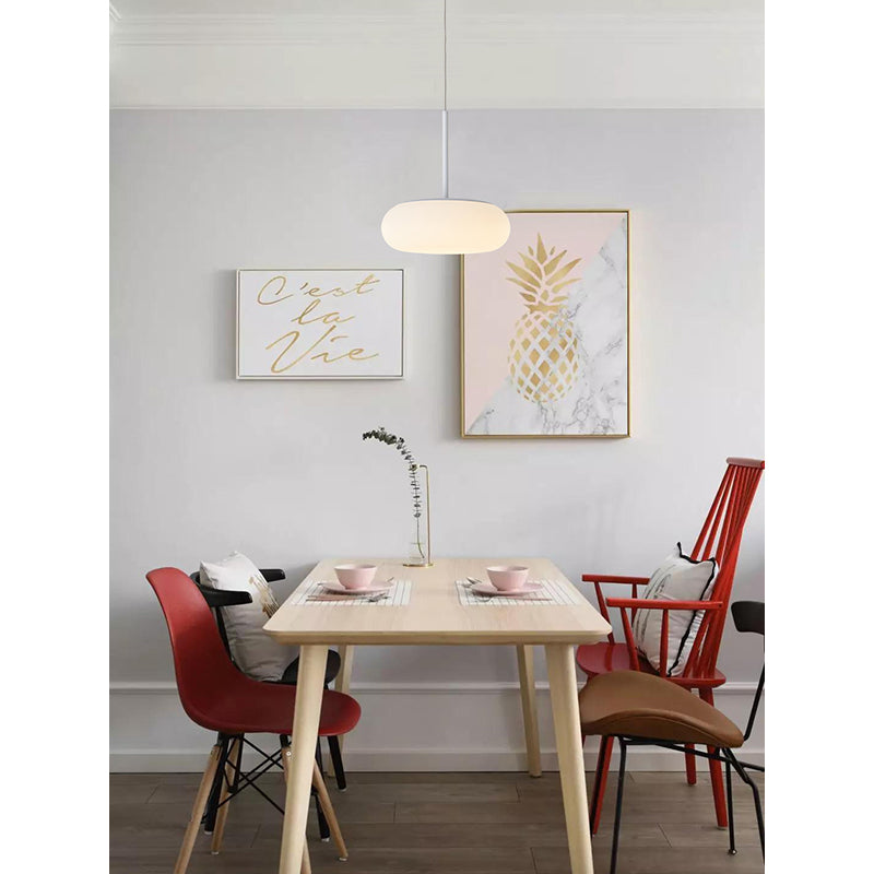 White Pc Frame LED Single Pendant Light with White Steel Hardware by Bethel - view 2