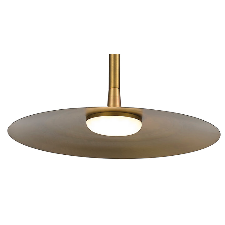 Round Metal Semi Matte Antique Brass Pendant Light by Bethel - view 2