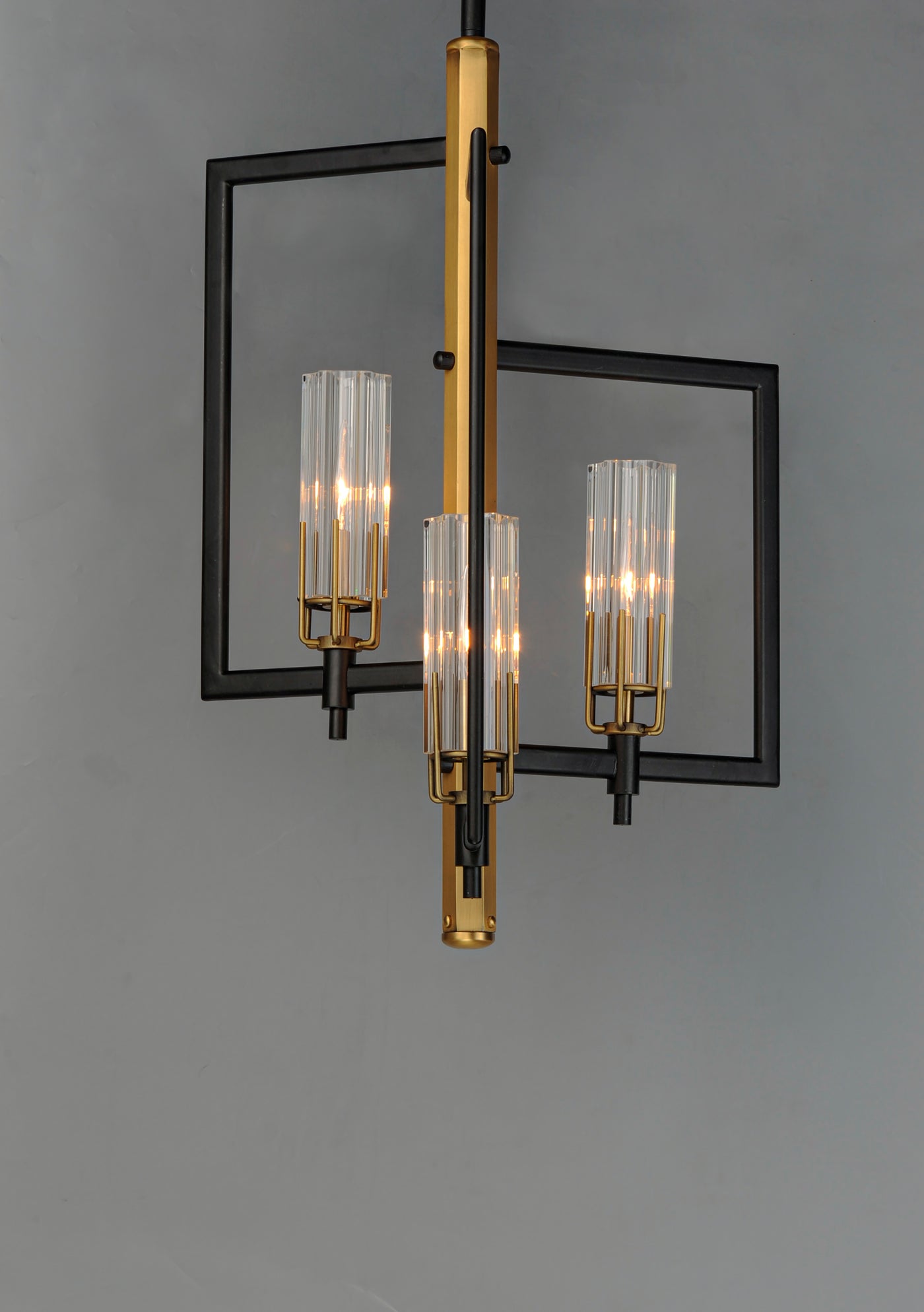 Black and Antique Brass with Cylindrical Clear Glass Shade Pendant