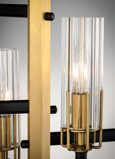 Black and Antique Brass with Cylindrical Clear Glass Shade Pendant