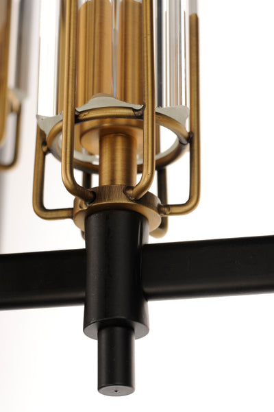 Black and Antique Brass with Cylindrical Clear Glass Shade Pendant
