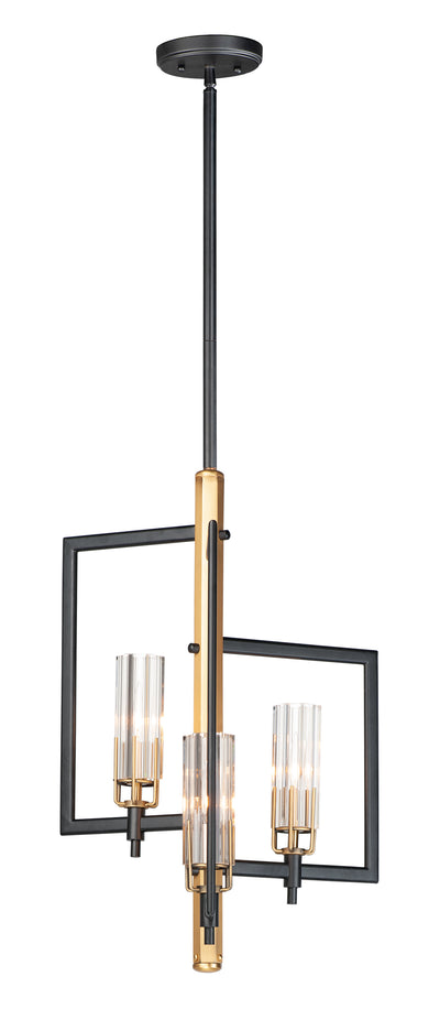 Black and Antique Brass with Cylindrical Clear Glass Shade Pendant