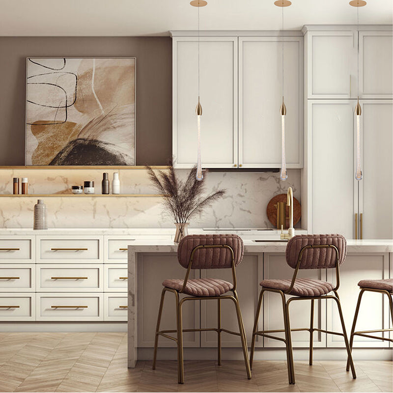 Gold Dusted Clear Glass LED Pendant with Gold Hardware by Bethel - view 5