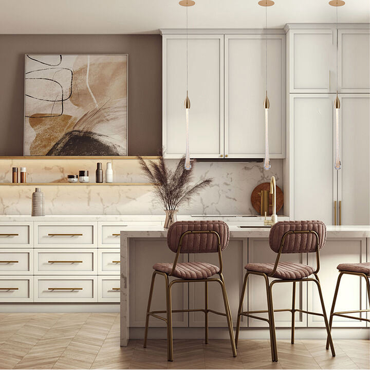 Gold Dusted Clear Glass LED Pendant with Gold Hardware by Bethel - view 5