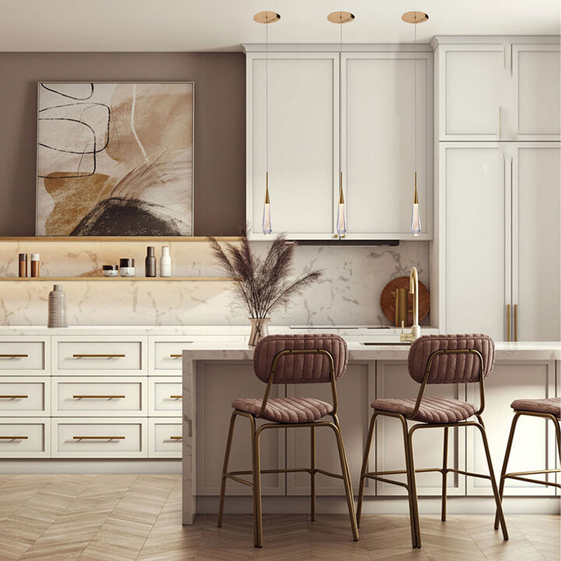 Gold Aluminium Frame Pendant Light with Gold Dusted Clear Glass Drop by Bethel - view 6