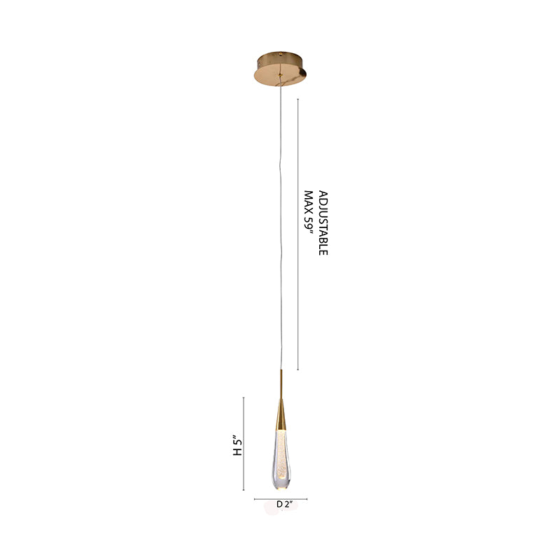 Gold Aluminium Frame Pendant Light with Gold Dusted Clear Glass Drop by Bethel - view 7